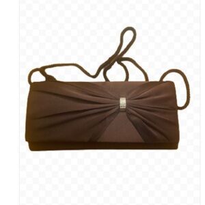 Dyeables Brown Clutch Crossover Satin Bag with Gathered Design